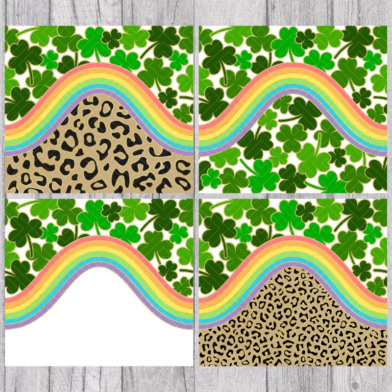 Shamrock Rainbow and Leopard Template for Straight Tumblers