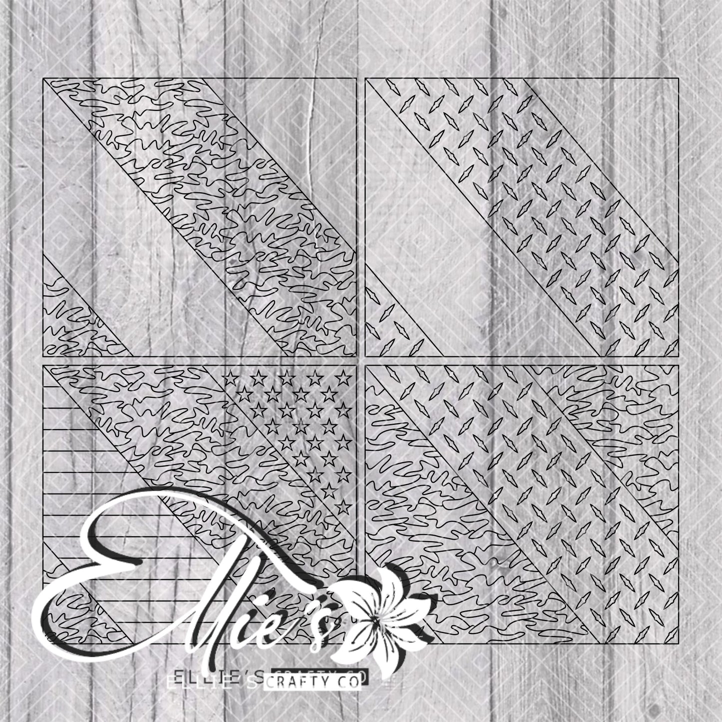 Camo Flag & Diamond Plate Swirl Template for Straight Tumblers