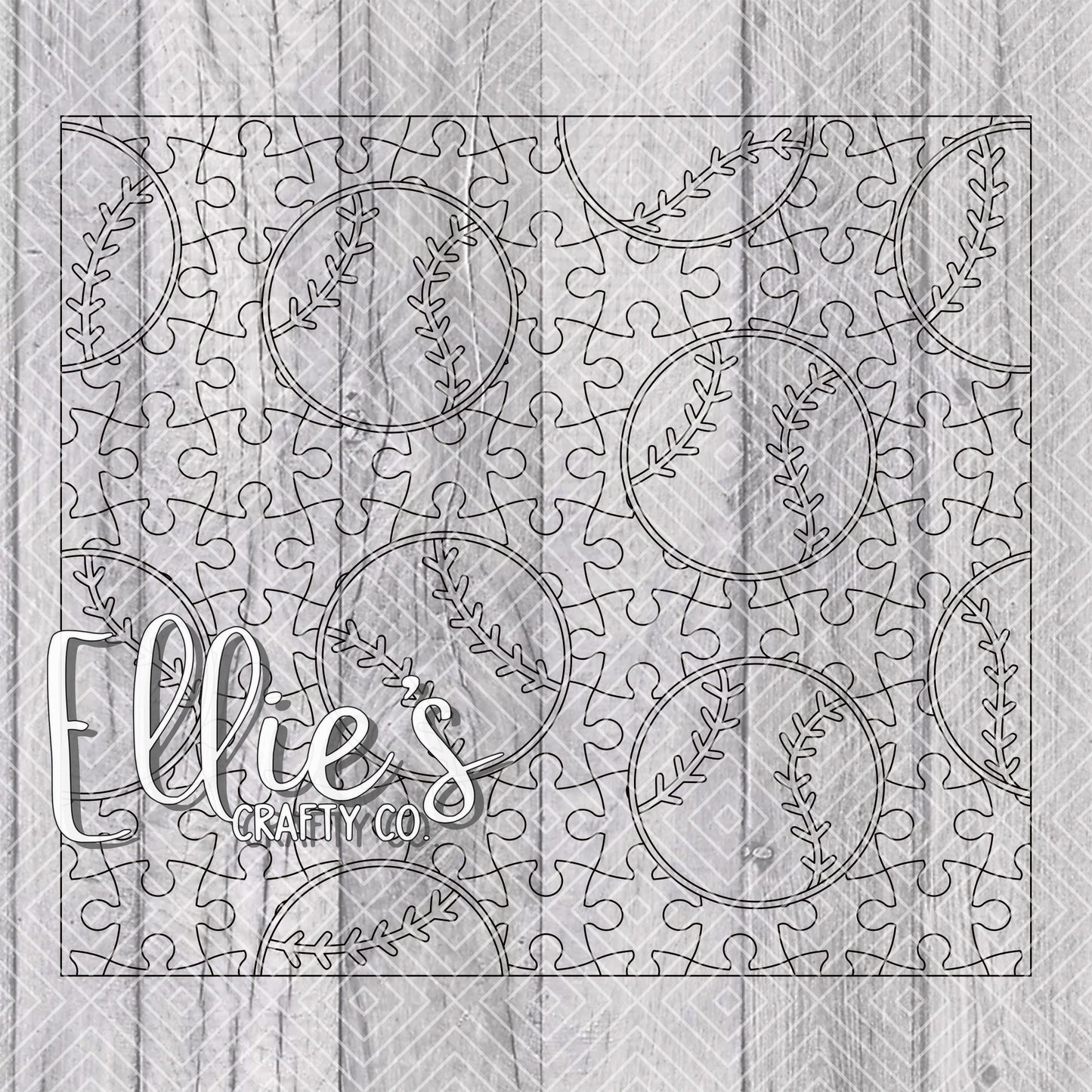 Baseball Softball and puzzle Burst Template for Straight Tumblers