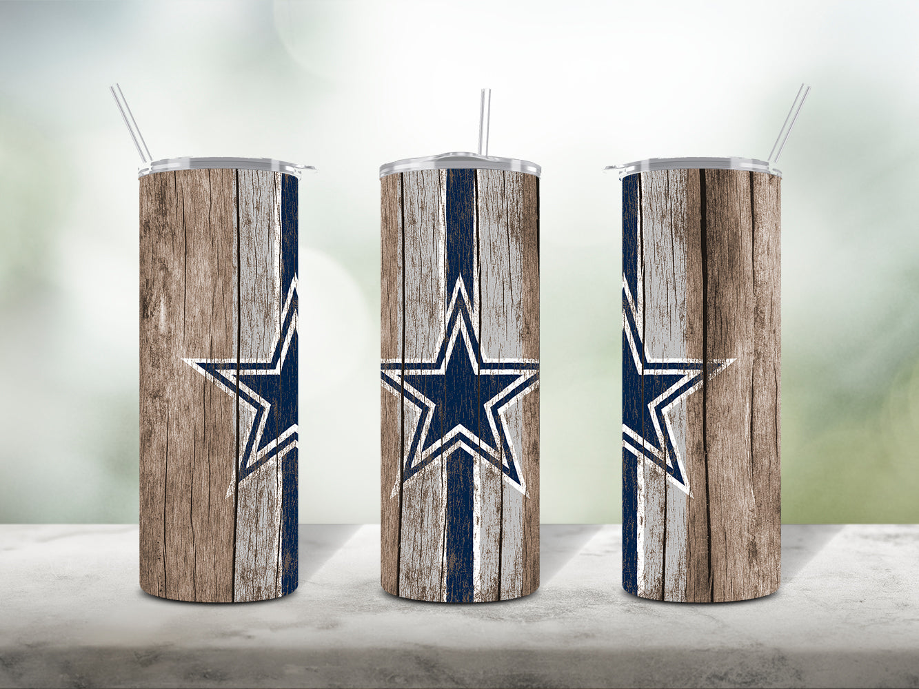 Football Team Painted on Wood Tumbler Wrap