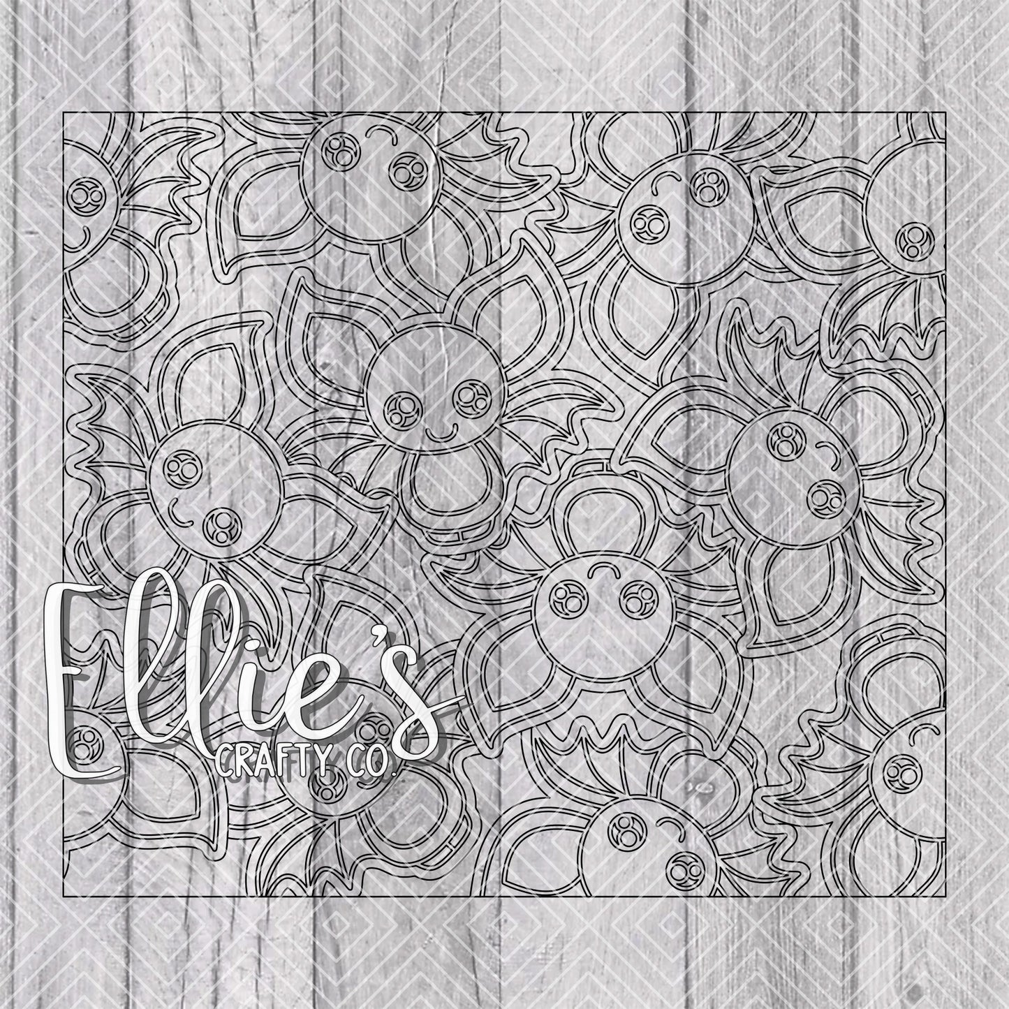 Cute Halloween Bats Burst Template for Straight Tumblers