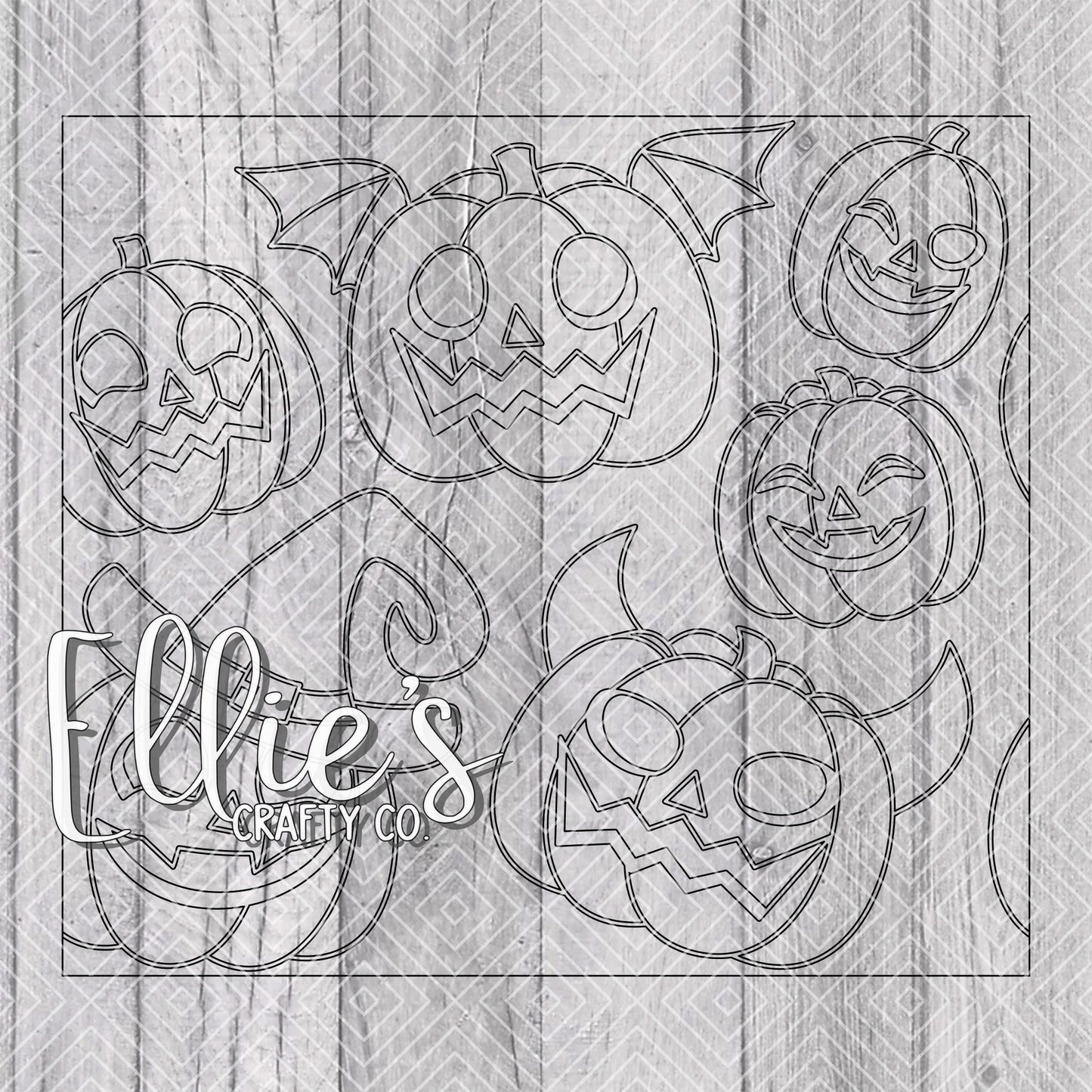 Halloween Jack O'Lantern Pumpkins Burst Template for Straight Tumblers