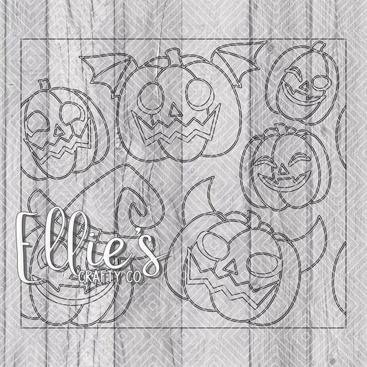 Halloween Jack O'Lantern Pumpkins Burst Template for Straight Tumblers