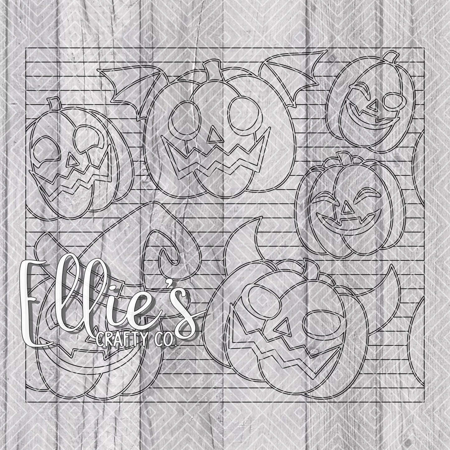 Halloween Jack O'Lantern Pumpkins Burst Template for Straight Tumblers