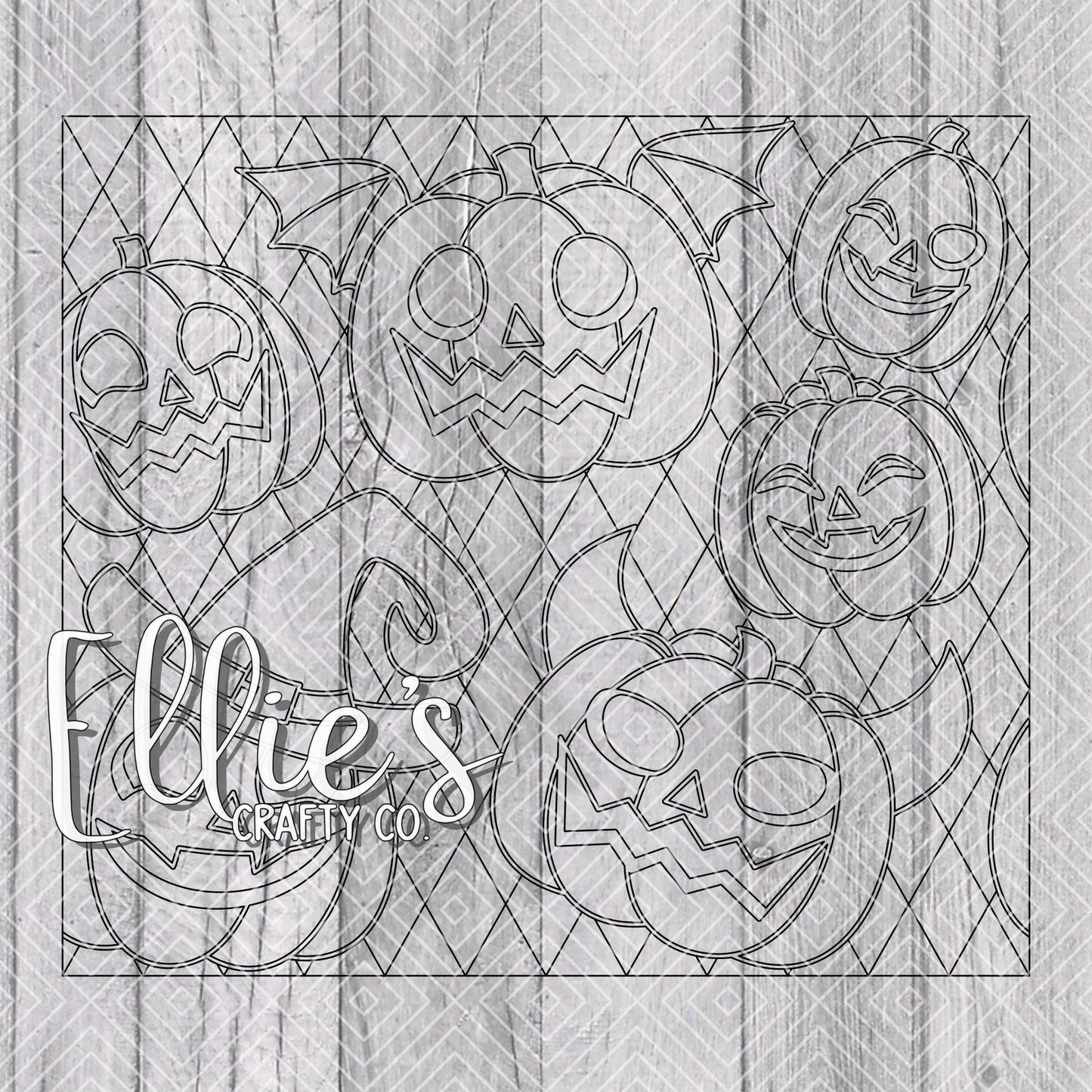 Halloween Jack O'Lantern Pumpkins Burst Template for Straight Tumblers