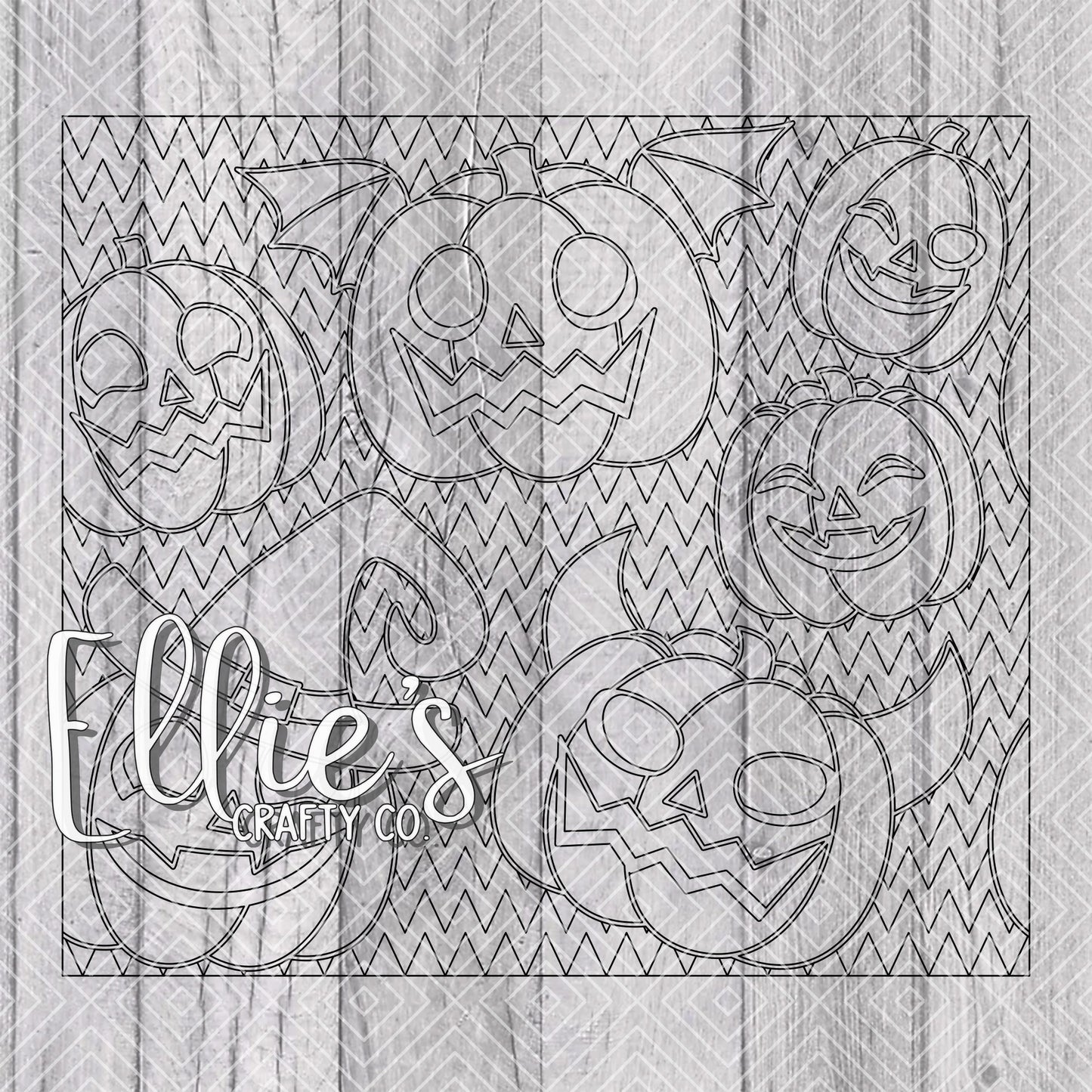 Halloween Jack O'Lantern Pumpkins Burst Template for Straight Tumblers