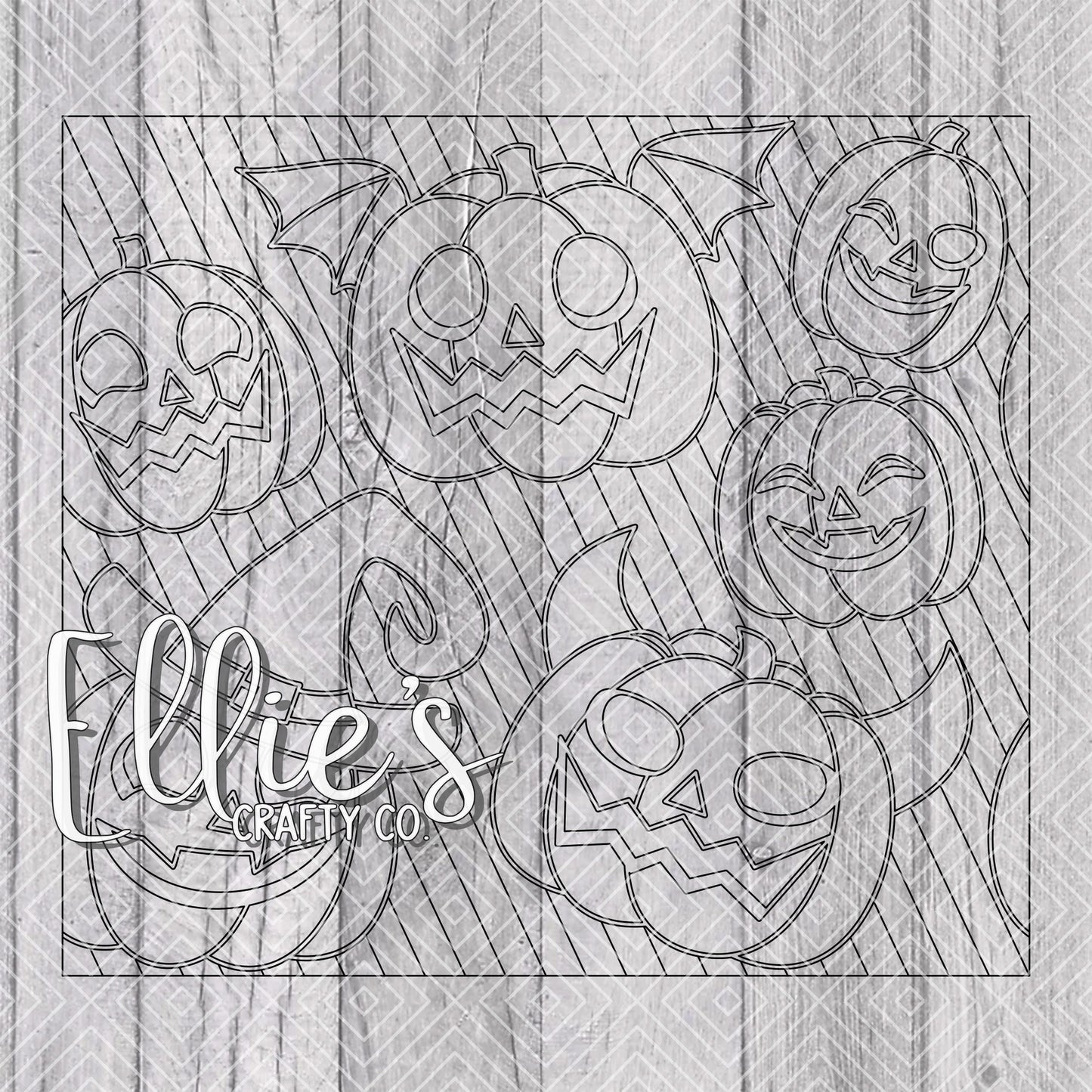 Halloween Jack O'Lantern Pumpkins Burst Template for Straight Tumblers