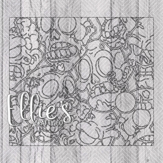 Zombies Heads Burst Template for Straight Tumblers