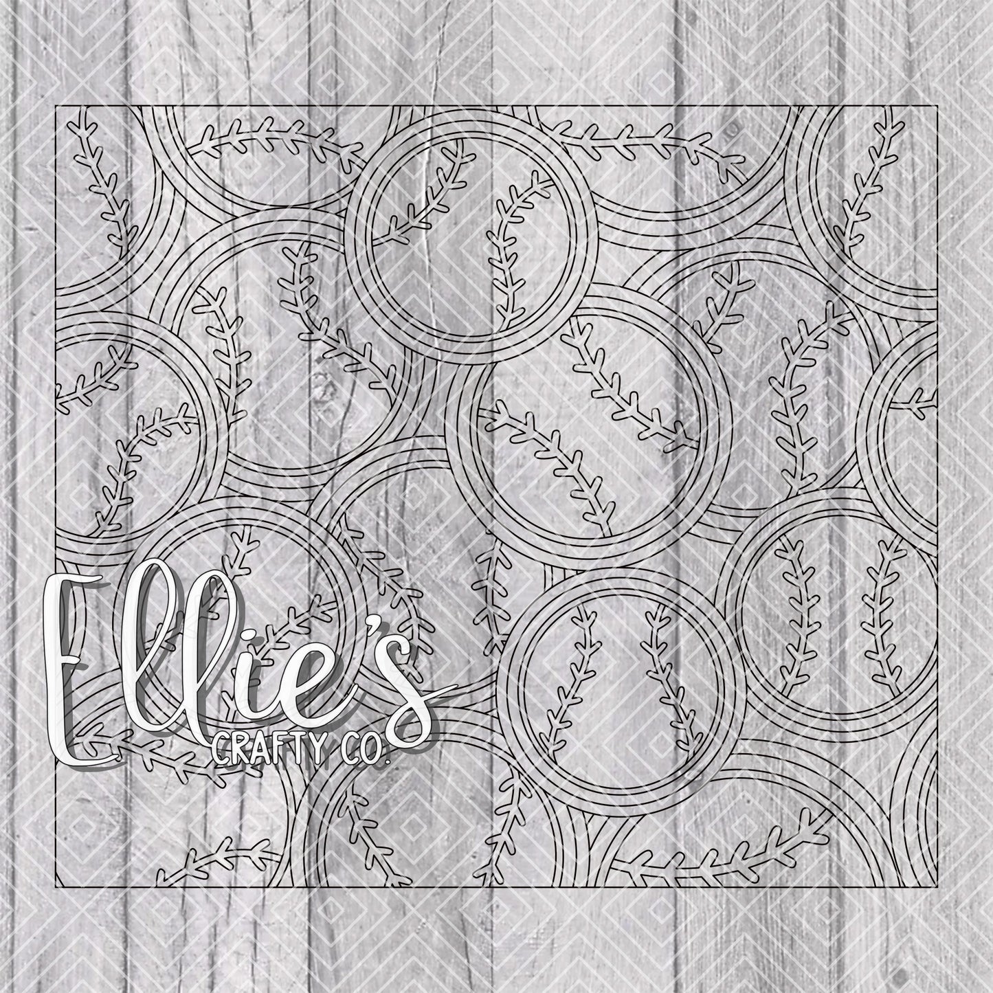 Baseball Softball Burst Template for Straight Tumblers