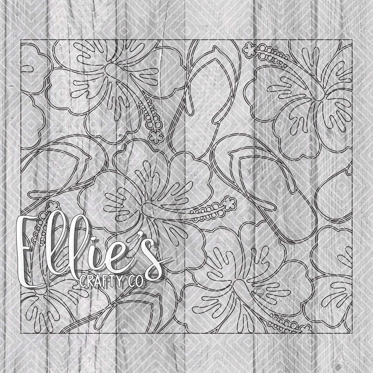 Hibiscus and Flip Flops Burst Template for Straight Tumblers