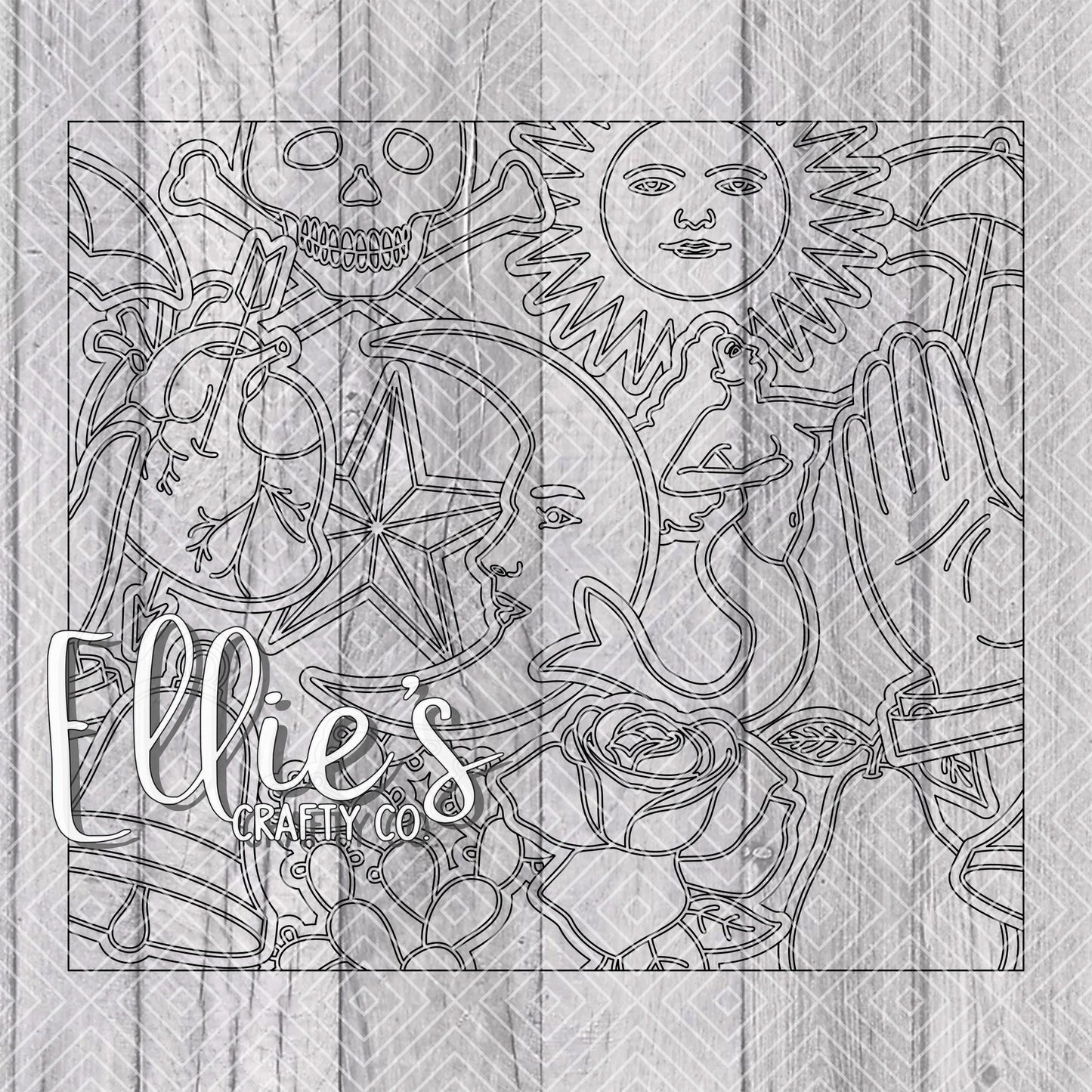 Loteria Burst Template for Straight Tumblers