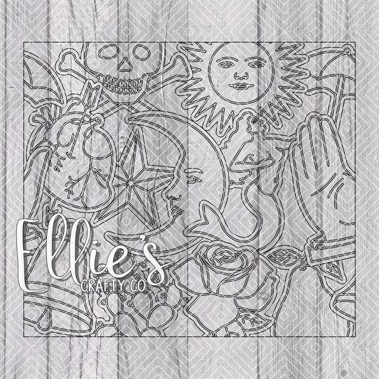 Loteria Burst Template for Straight Tumblers