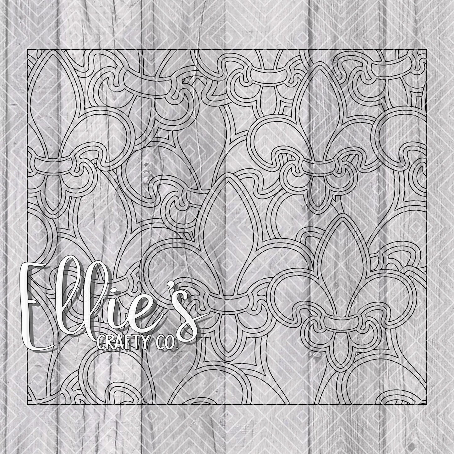 Fleur de lis Mardi Gras Burst Template for Straight Tumblers