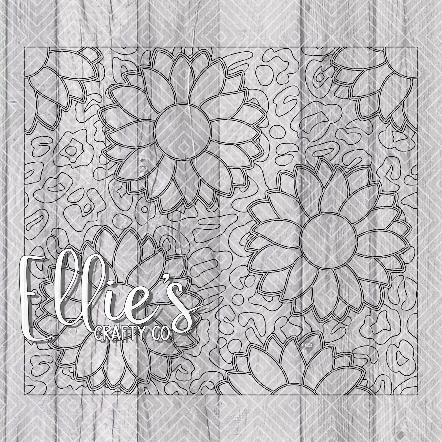 Sunflower Leopard Burst Template for Straight Tumblers