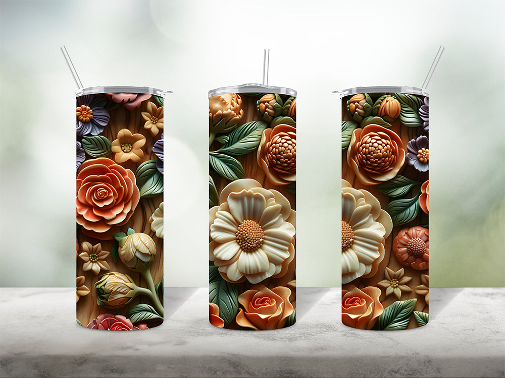 3D Floral V1 5 Tumbler Wraps Bundle