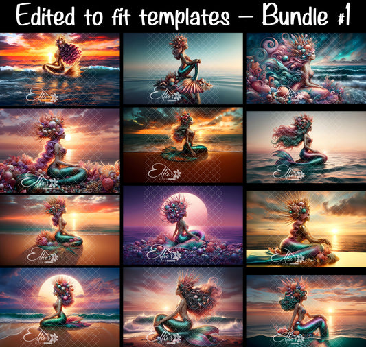 Mermaids Bundle #1 Modified Size 12 Digital Images (Not Seamless)