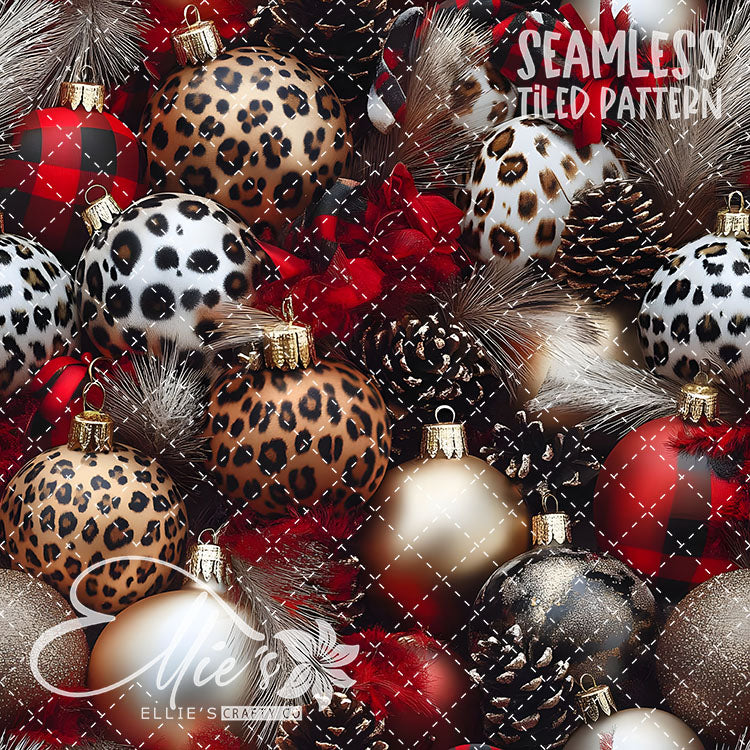 Leopard Christmas - 14 Tiled Pattern Digital Images (Seamless)