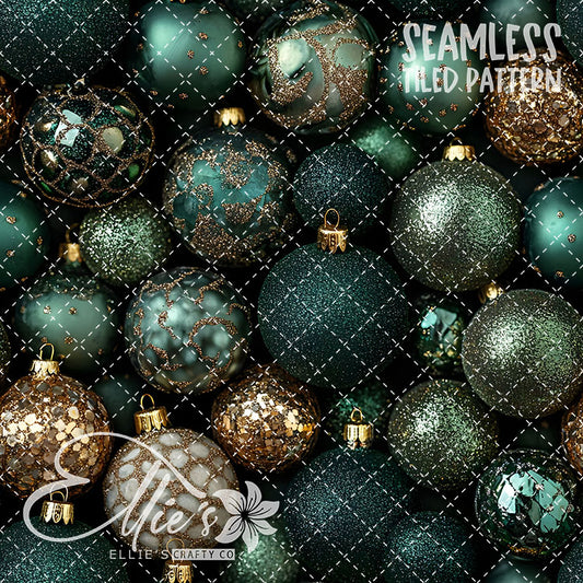 Green Ornaments - 10 Tiled Pattern Digital Images (Seamless)