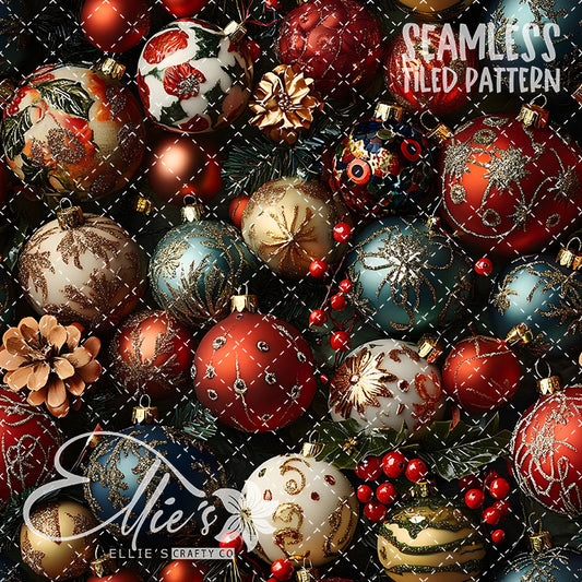 Christmas Ornaments - 11 Tiled Pattern Digital Images (Seamless)