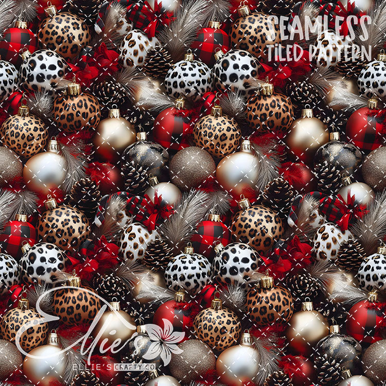 Leopard Christmas - 14 Tiled Pattern Digital Images (Seamless)