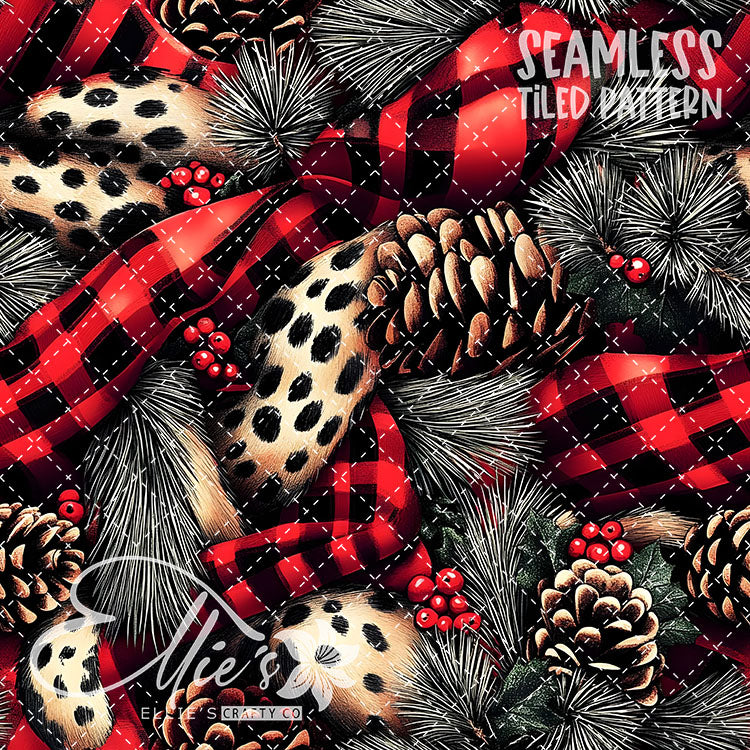 Leopard Christmas - 14 Tiled Pattern Digital Images (Seamless)