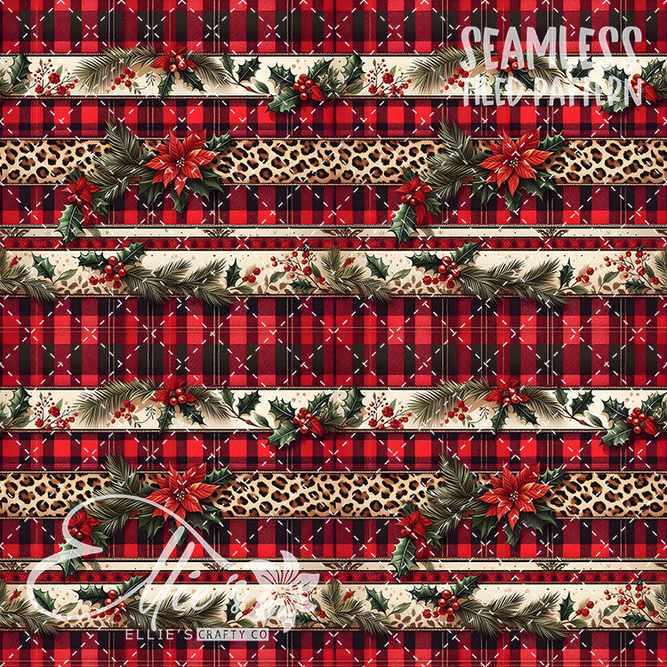 Leopard Christmas - 14 Tiled Pattern Digital Images (Seamless)