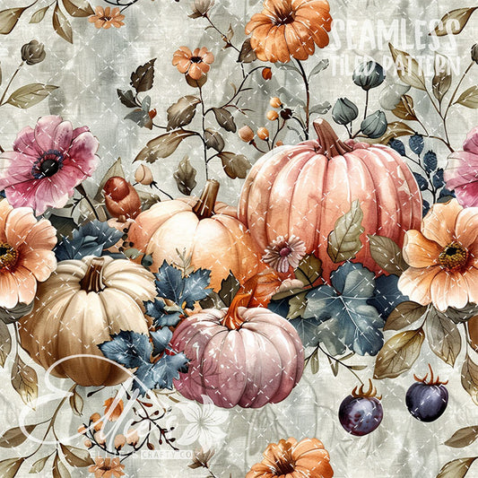 Watercolor Pumpkins Version 2 - 13 Tiled Pattern Digital Images (Seamless)