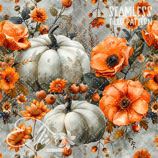 Watercolor Pumpkins Version 1 - 13 Tiled Pattern Digital Images (Seamless)