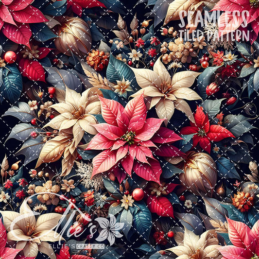 Florals Poinsettia V1 - 10 Tiled Pattern Digital Images (Seamless)