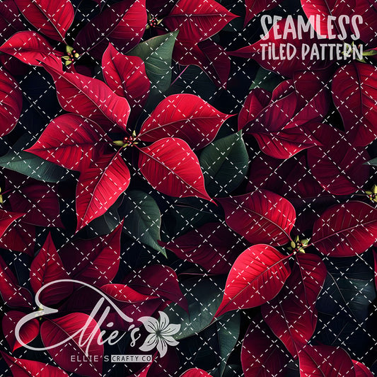 Florals Poinsettia V2 - 5 Tiled Pattern Digital Images (Seamless)