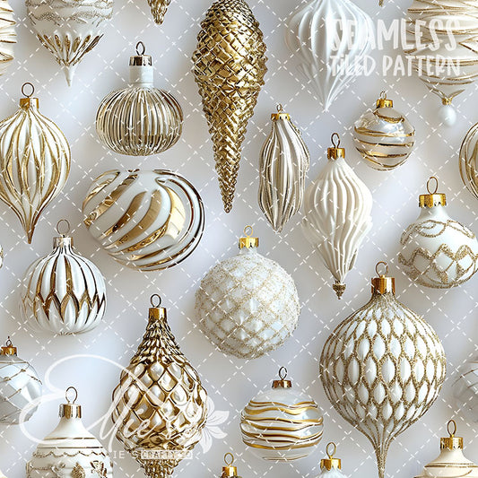 White Ornaments - 5 Tiled Pattern Digital Images (Seamless)