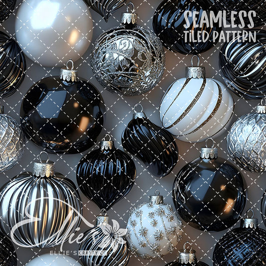 Black and Silver Ornaments - 8 Tiled Pattern Digital Images (Seamless)