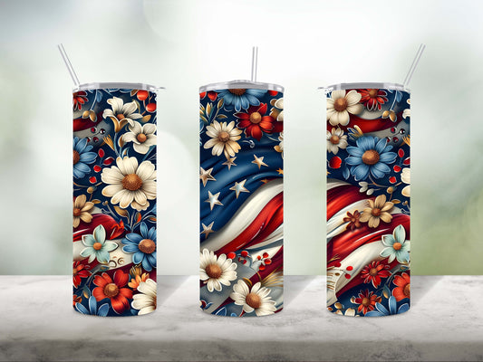 Patriotic Floral Bundle 3 Tumbler Wrap Bundle