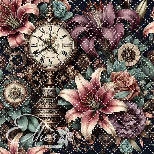 Steampunk Floral V1 22 Digital Images (Not Seamless)