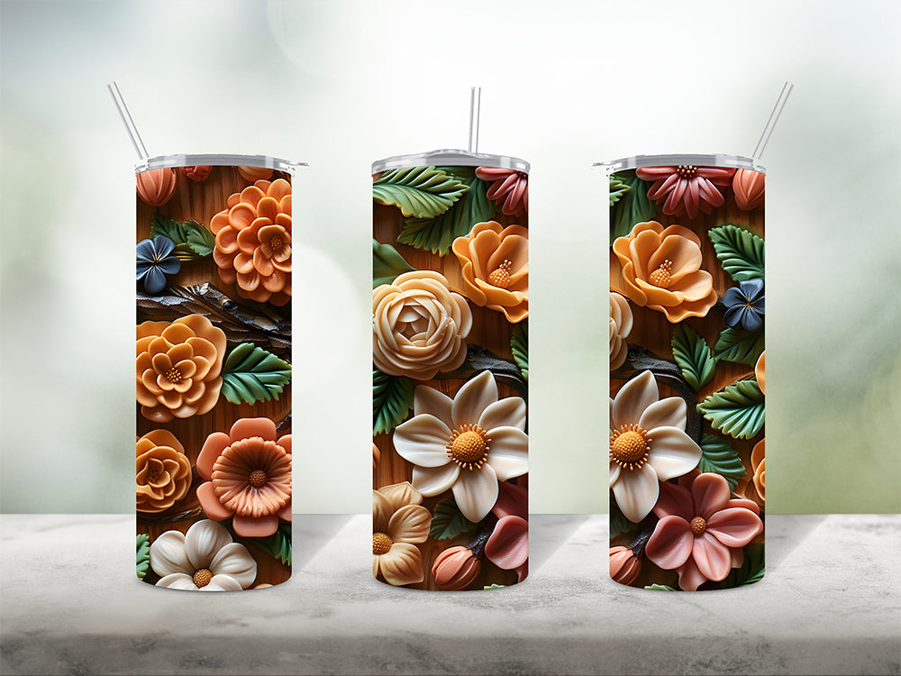 3D Floral V1 5 Tumbler Wraps Bundle