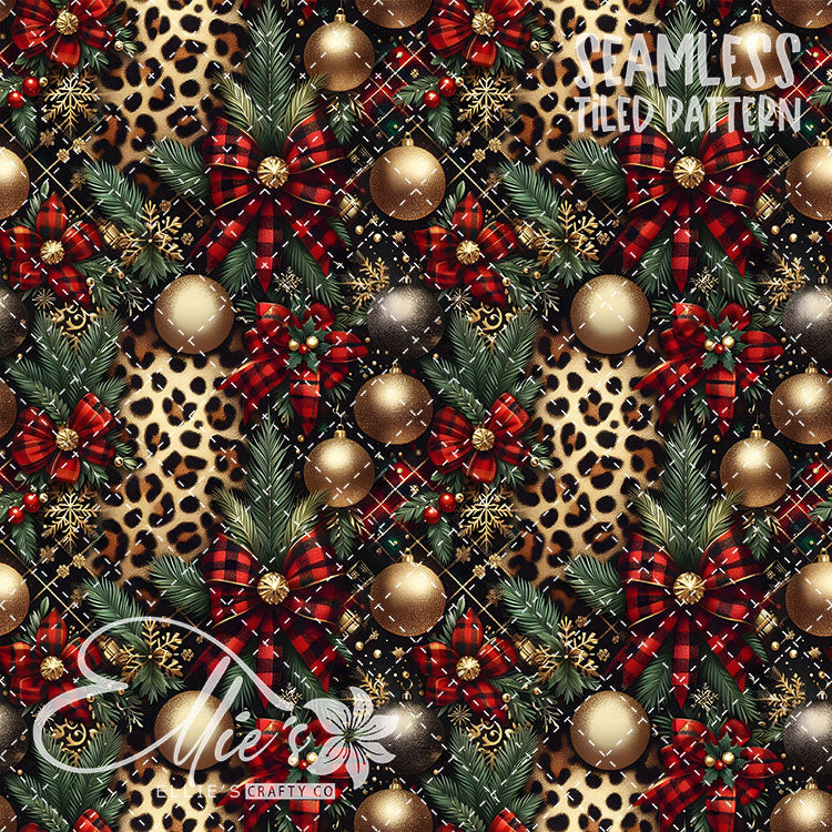 Leopard Christmas - 14 Tiled Pattern Digital Images (Seamless)