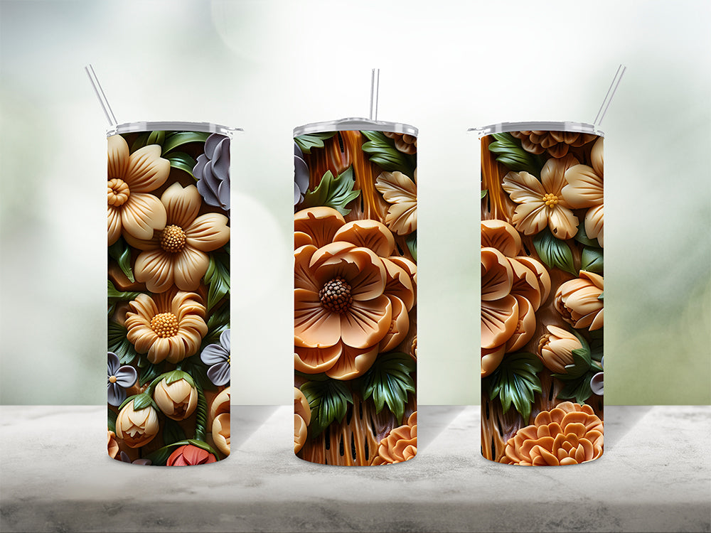 3D Floral V1 5 Tumbler Wraps Bundle