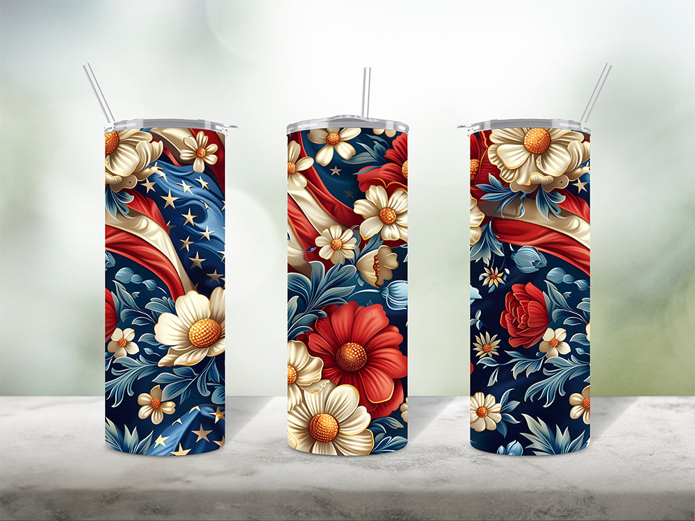 Patriotic Floral Bundle 3 Tumbler Wrap Bundle