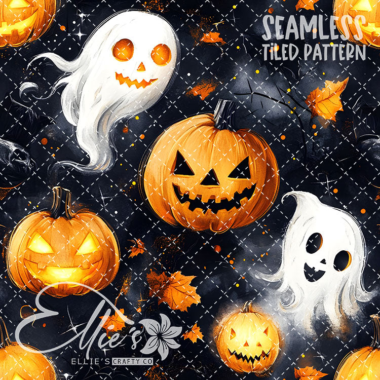 Fall Theme Halloween - 10 Tiled Pattern Digital Images (Seamless) - 11 Pen Wraps (Seamless)