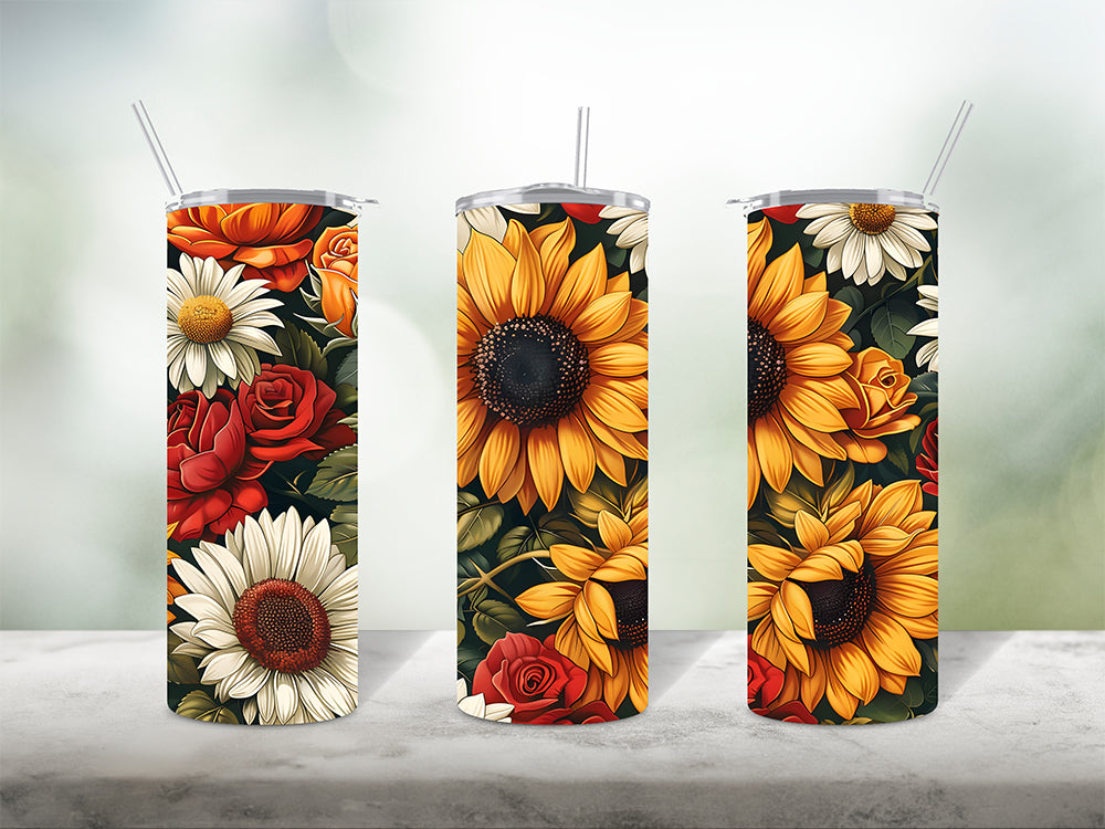 Sunflower and Roses Bundle 3 Tumbler Wrap Bundle