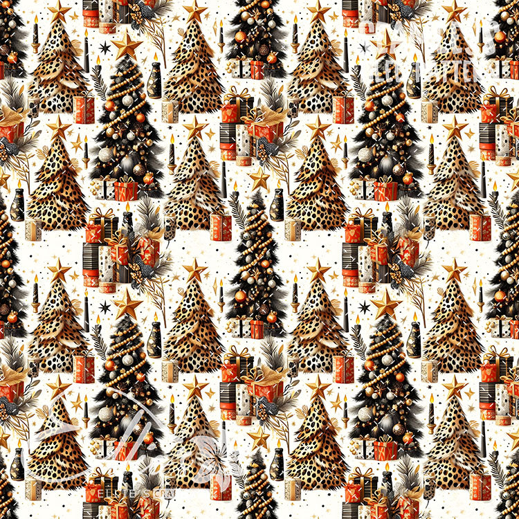 Leopard Christmas - 14 Tiled Pattern Digital Images (Seamless)