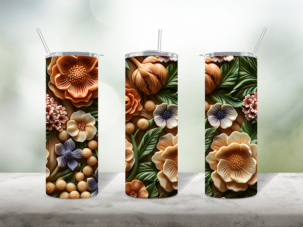 3D Floral V1 5 Tumbler Wraps Bundle