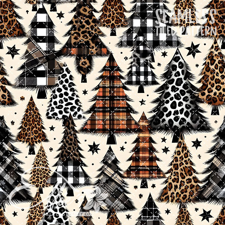 Leopard Christmas - 14 Tiled Pattern Digital Images (Seamless)