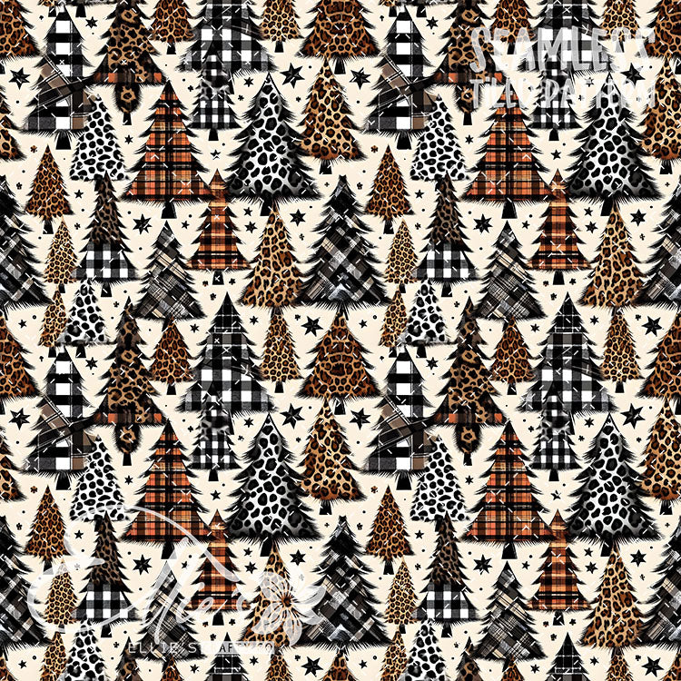 Leopard Christmas - 14 Tiled Pattern Digital Images (Seamless)