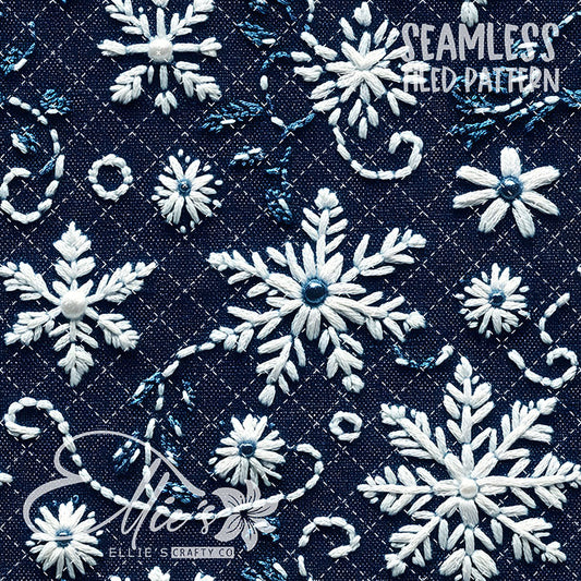 Stitched Snowflakes - 11 Tiled Pattern Digital Images (Seamless)