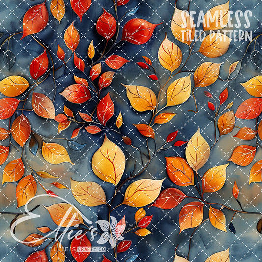 Watercolor Fall Leaves Version 1 - 14 Tiled Pattern Digital Images (Seamless)