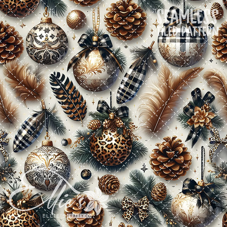 Leopard Christmas - 14 Tiled Pattern Digital Images (Seamless)