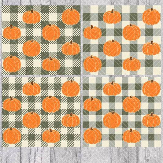 Fall Pumpkins Plaid Picnic Template for Straight Tumblers