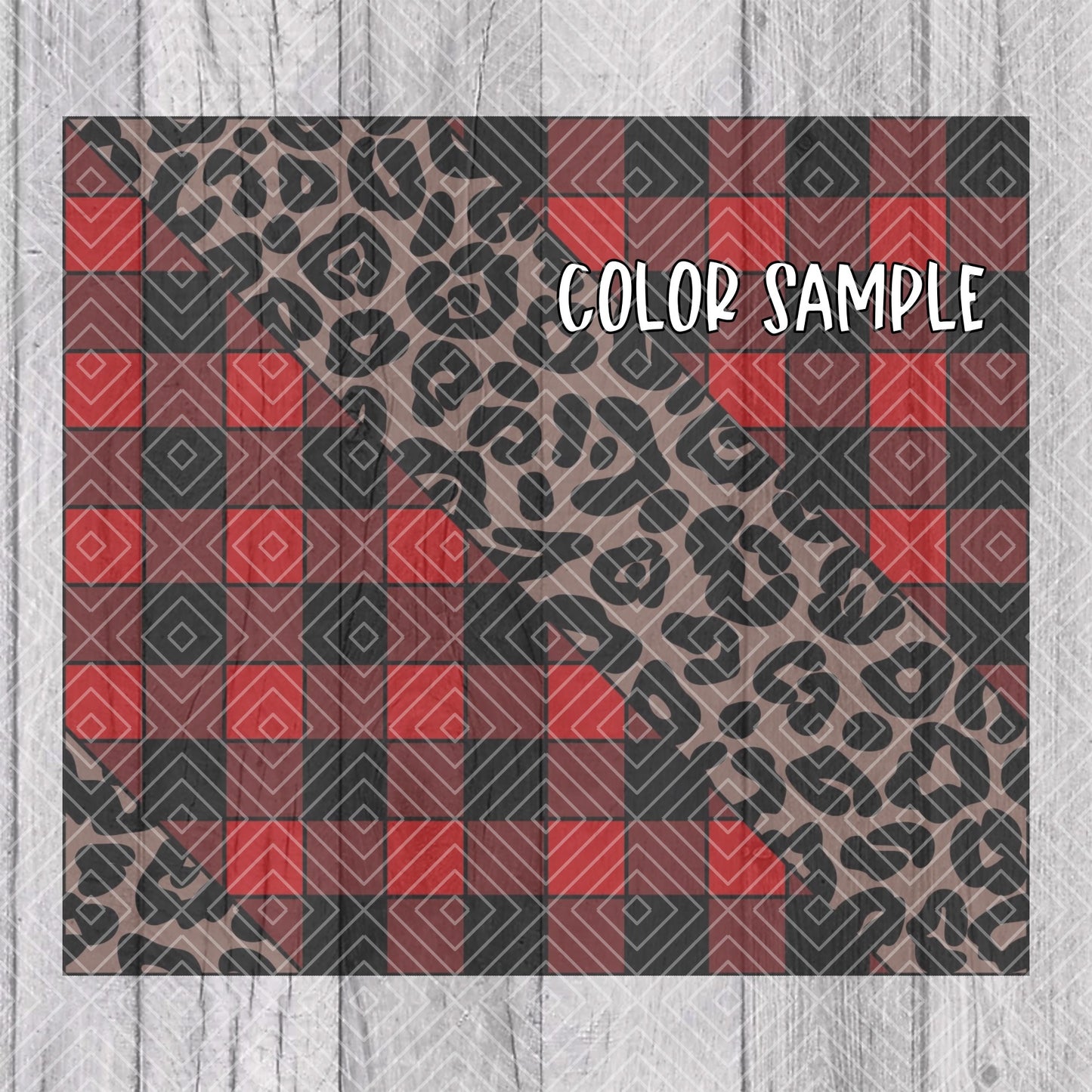 Buffalo Plaid Leopard Swirl Split Template for 20oz Skinny Straight Tumblers