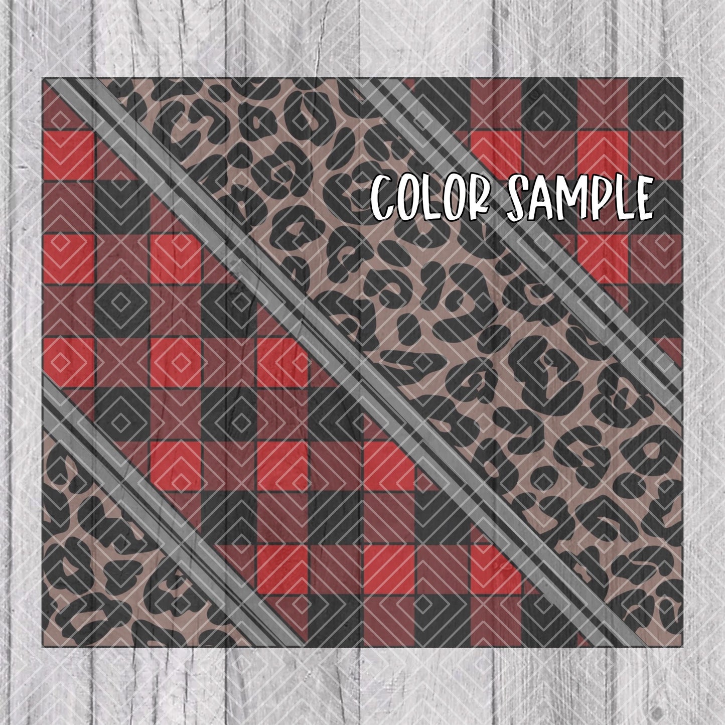 Buffalo Plaid Leopard Swirl Split Template for 20oz Skinny Straight Tumblers